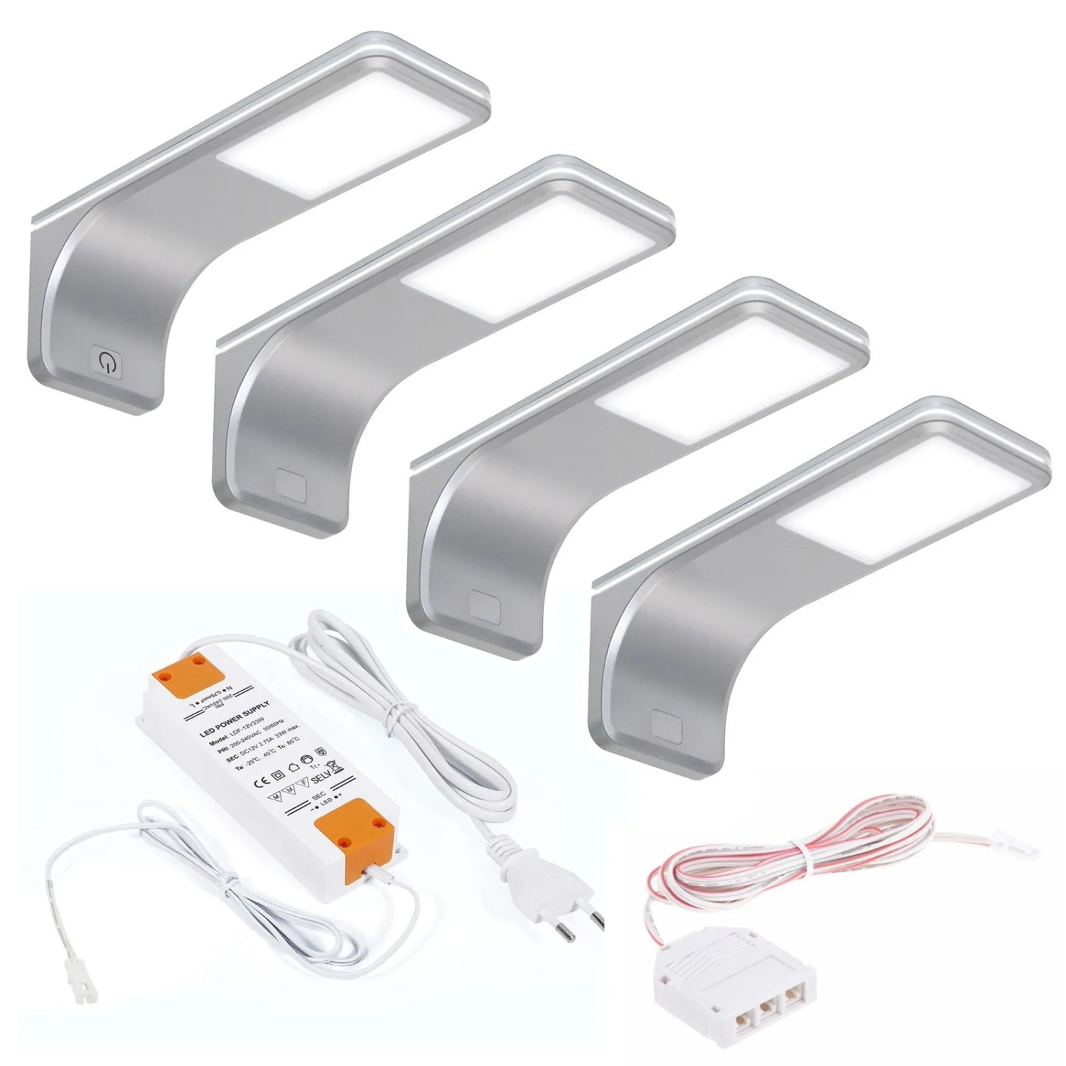 Thumbnail - SOTECH 4er SET JUNKER Lighting LED Unterbauleuchten VIOLA 4000K Neutralweiß 12V 3,5W 160 x 55 x 60,5 mm inkl. Trafo und ...