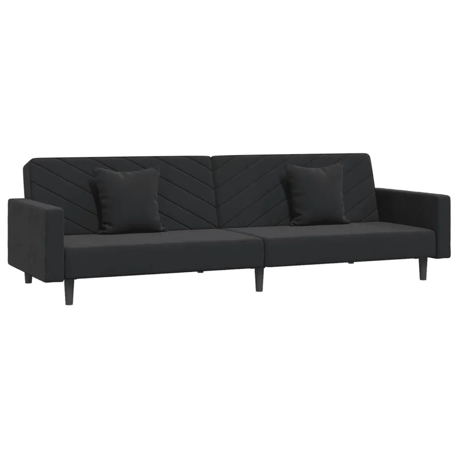 vidaXL Schlafsofa 2-Sitzer mit 2 Kissen Schwarz Samt 375923