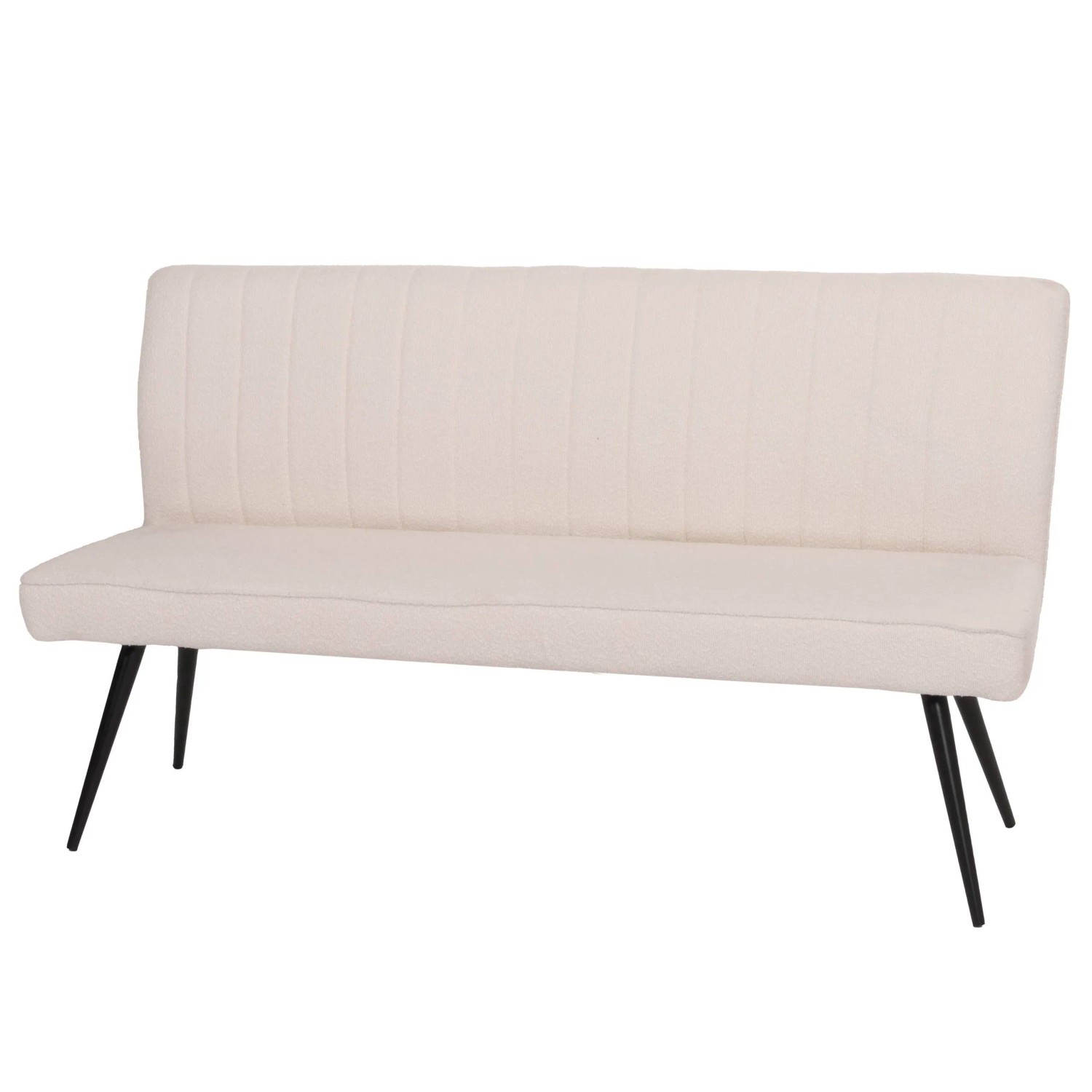 MCW Sitzbank K16 Rückenlehne Stoff/Textil Bouclé Metall 160cm Creme-Beige