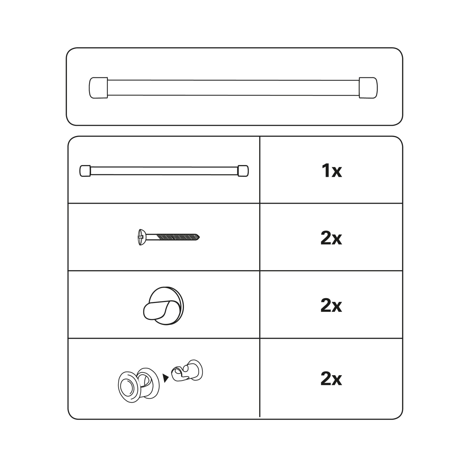 Gardinia Vitragestange Nevada, Ø 12mm, Weiß, 120cm, mit Zubehör (Schrauben, Träger)