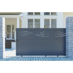 Casanoov Schiebetor 3 7M Halti H 140Cm & Gartentür 1M Halti H 140Cm Aluminium Grau Casanoov Schiebetor Halti 370x140cm Aluminium & Gartentür 100x140cm Grau