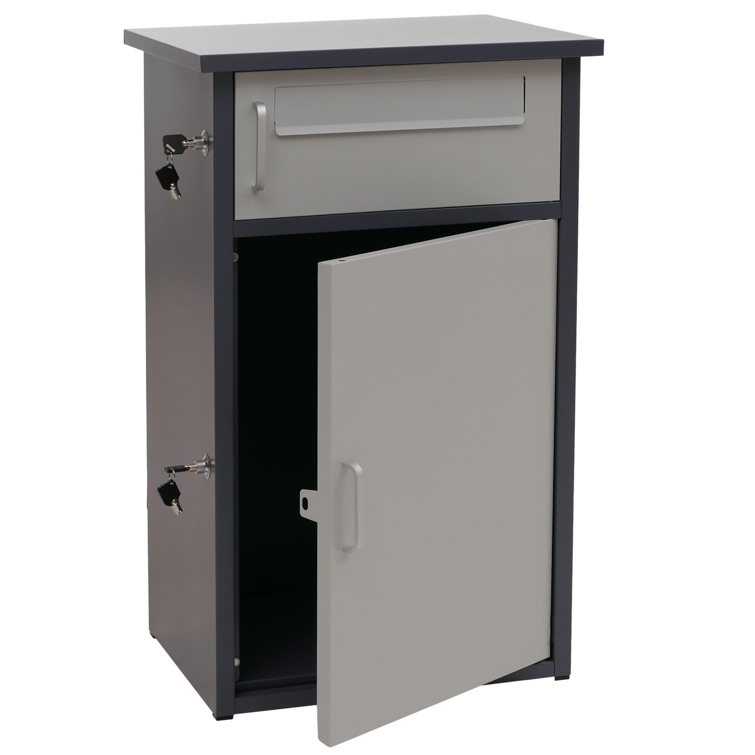 PROREGAL Paketkasten Mit 2 Fächern HxBxT 78x49x38cm Stahl Dunkelgrau/Grau P günstig online kaufen
