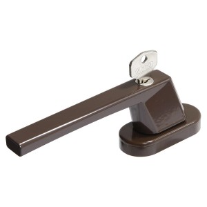 Abus Fenstergriff FG110 B, abschließbar, braun, mit Schlüssel für erhöhte Sicherheit.