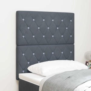 vidaXL LED Kopfteil mit LED-Lichtleisten Dunkelgrau 80 cm Polyester 3338343