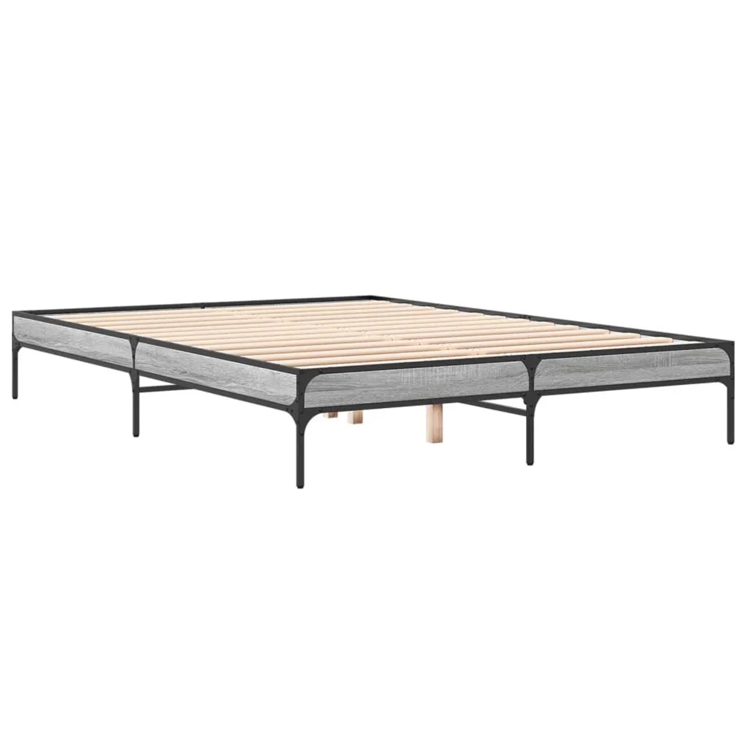 vidaXL Bettgestell Grau Sonoma 140x200 cm Holzwerkstoff und Metall 845019 günstig online kaufen