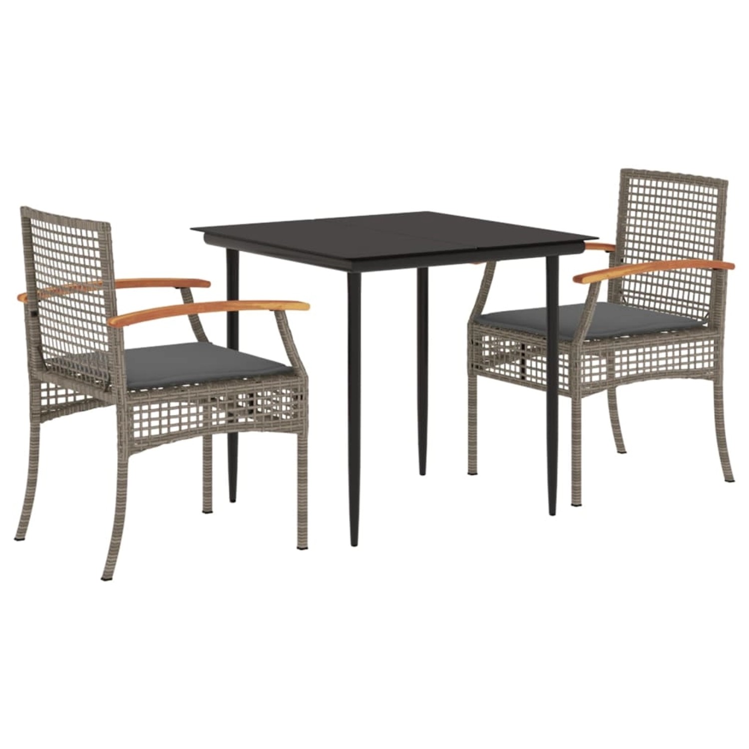 vidaXL 3-Tlg Garten-Essgruppe mit Kissen Grau Poly Rattan 3213610 günstig online kaufen