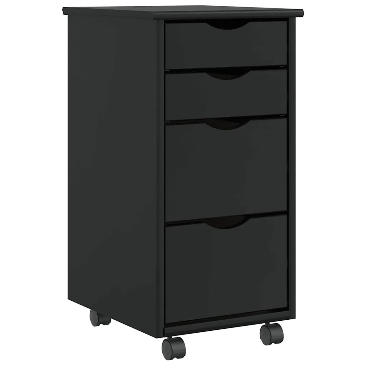 vidaXL Rollschrank mit Schubladen MOSS Schwarz Massivholz Kiefer 4015792 günstig online kaufen