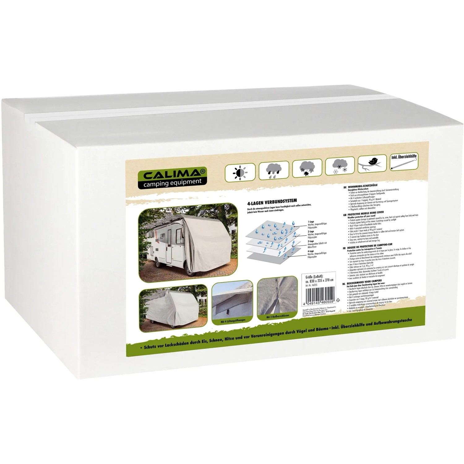 Verpackung der Wohnmobil Schutzhülle 710x235x270cm: Schutz vor Witterung und Verschmutzung.
