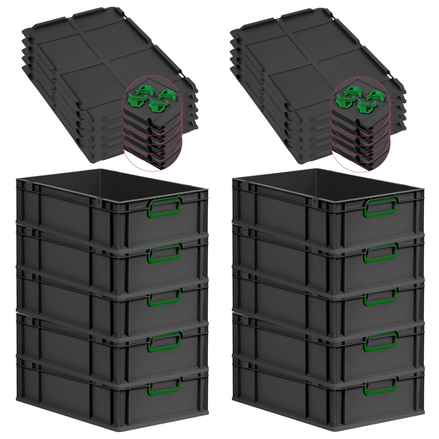 PROREGAL SparSet 10x Eurobox Nextgen Color Mit Auflagedeckel HxBxT 17x40x60 günstig online kaufen