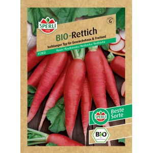Samenpackung Sperli Bio Rettich, dunkelrosa Rüben für Gewächshaus und Freiland.