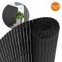 Anthrazitfarbene PVC Sichtschutzmatte (140x400 cm) als Wind- und Sichtschutz für den Garten.