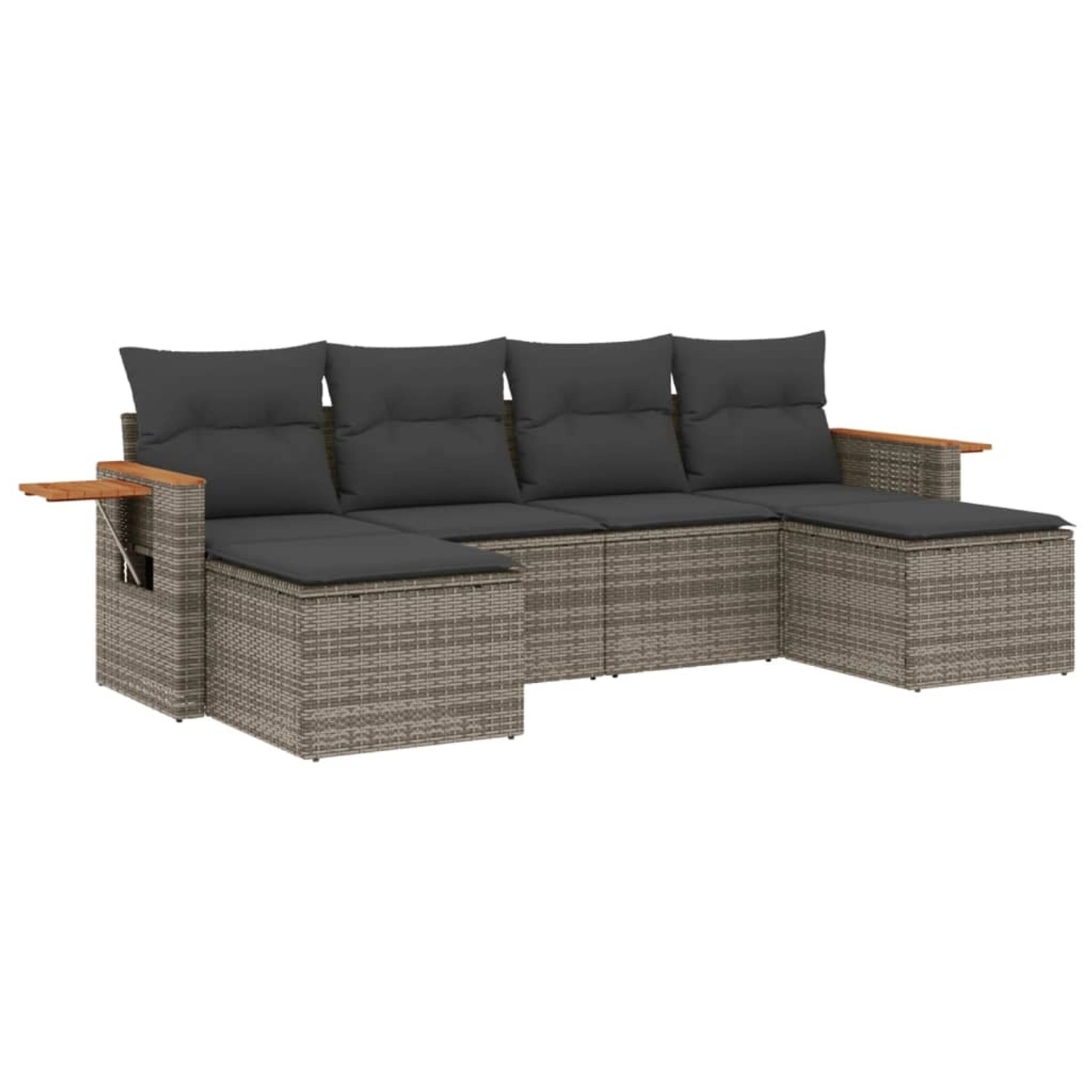 vidaXL 6-Tlg Garten-Sofagarnitur mit Kissen Grau Poly Rattan 3227061 günstig online kaufen