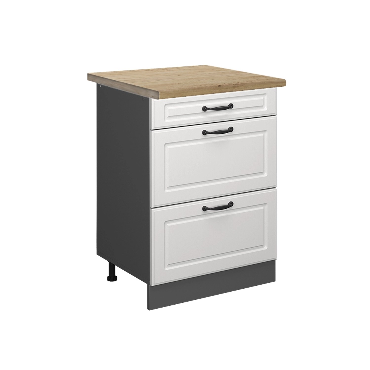 Vicco Küchenunterschrank R-Line Weiß Landhaus/Anthrazit 60 cm mit Schublade günstig online kaufen