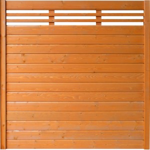 Sichtschutzzaun-Element Typ 137, 180x180 cm, Kirschbaumfarben, aus lasiertem Fichtenholz.