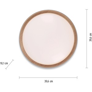 Just Light LED-Deckenleuchte Emilia, grau, Ø 40 cm, mit Holzoptik-Rahmen.