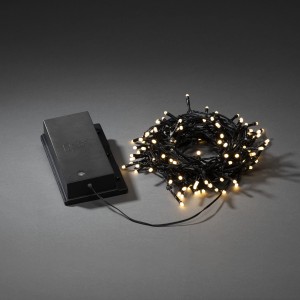 Konstsmide LED Lichterkette mit 120 gefrosteten Dioden und Batteriebox für Außen.