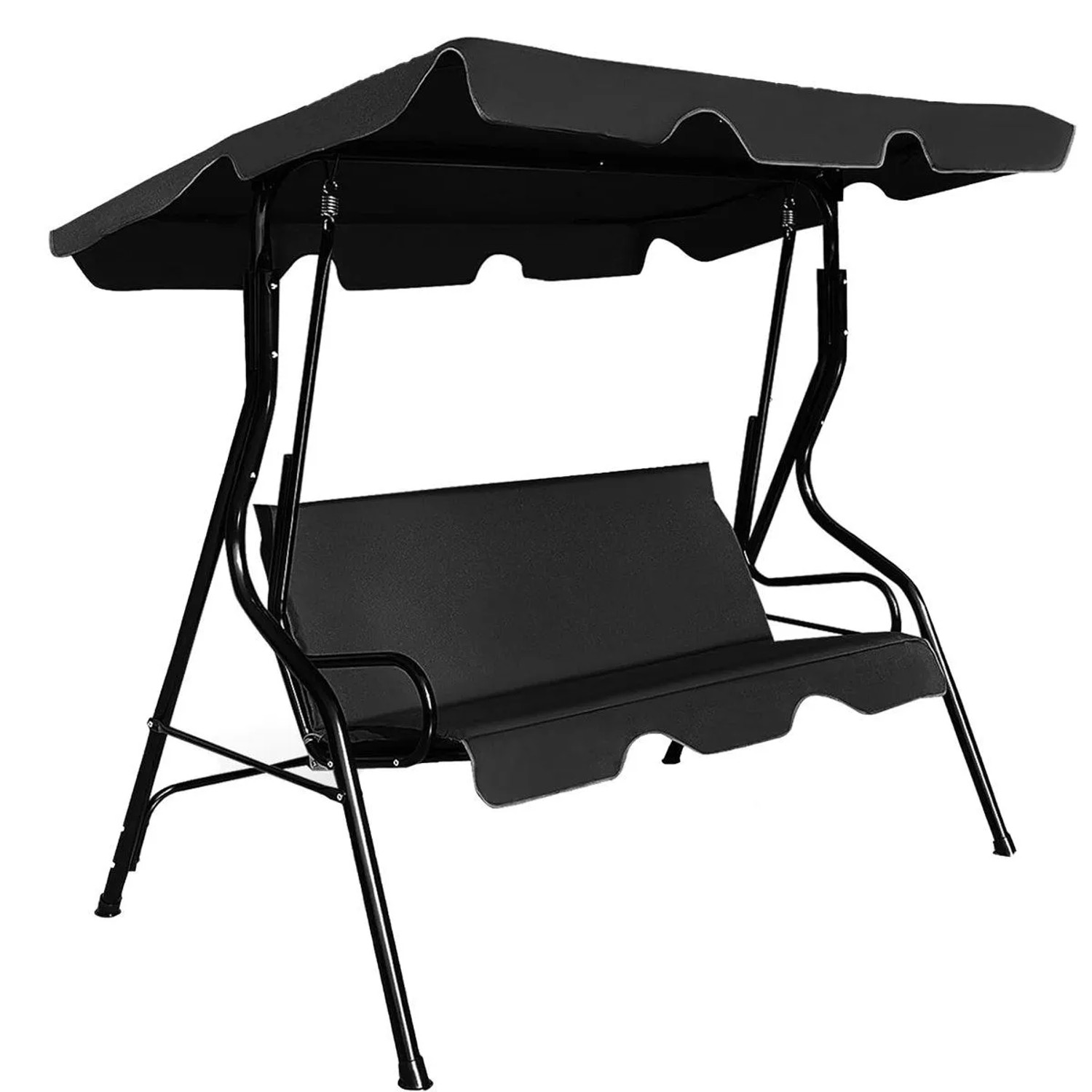 Costway 3-Sitzer Hollywoodschaukel mit Verstellbarem Dach Schwarz