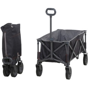 Siena Garden Bollerwagen Comfort, anthrazitgrau, zusammengeklappt und aufgebaut.