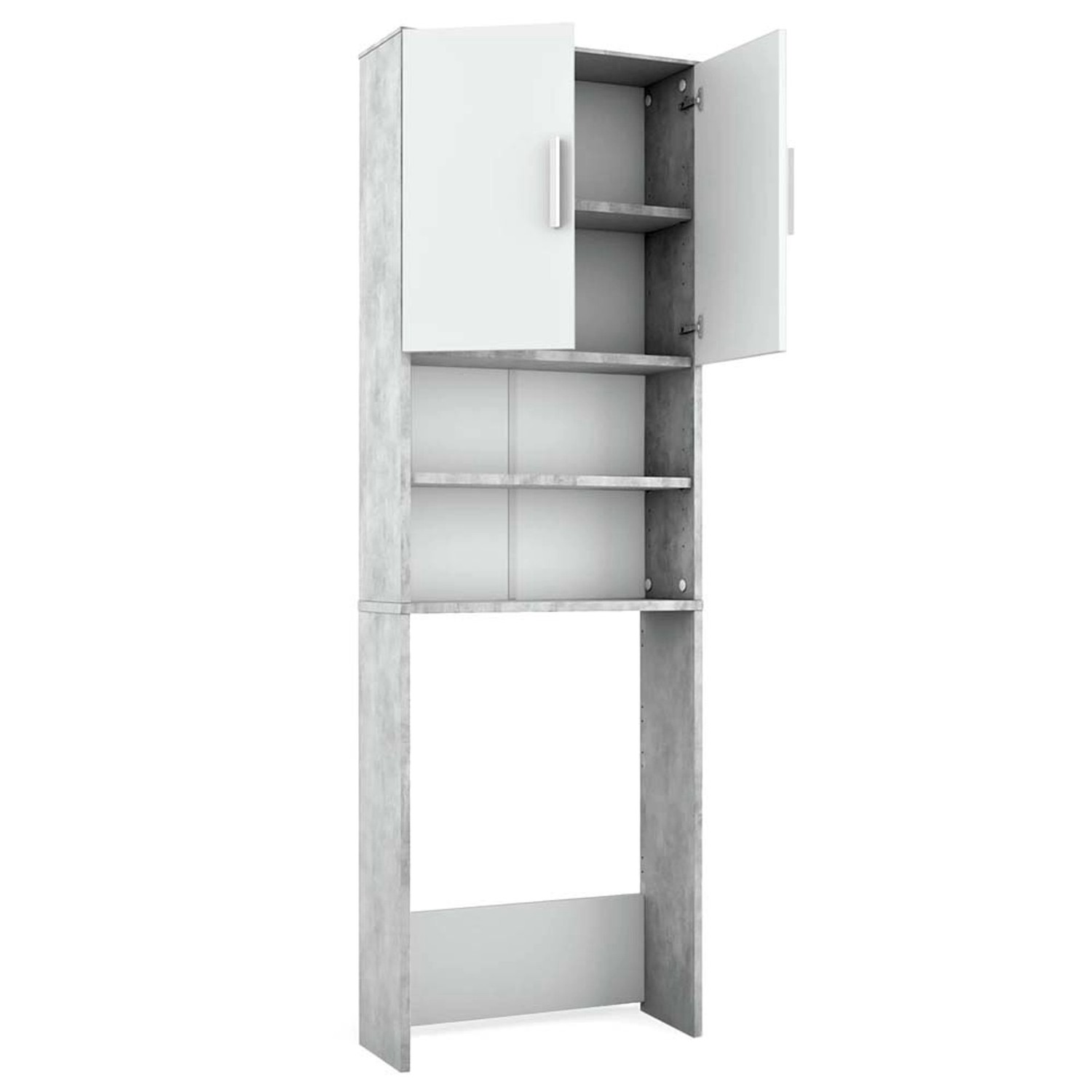 Vicco Toilettenschrank Beton/Weiß 64 x 190 cm mit 2 Türen günstig online kaufen