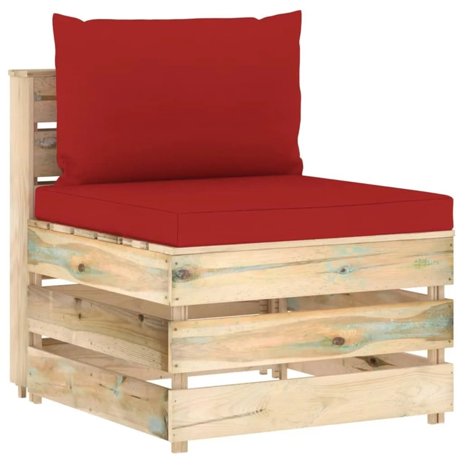vidaXL Modulares Mittelsofa mit Kissen Grün Imprägniertes Holz 3074513