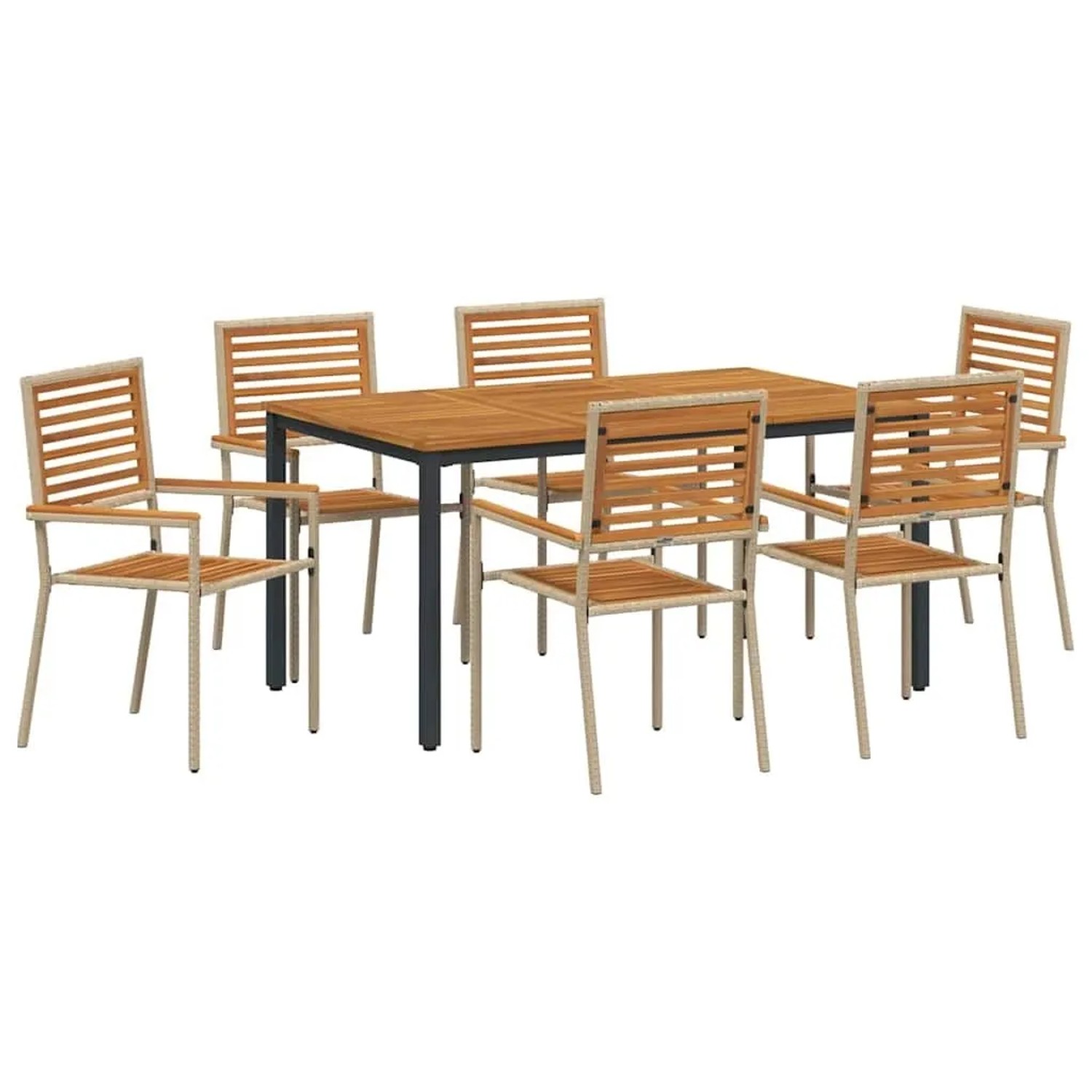 vidaXL Garten Essgruppe 7-Tlg Beige und Braun Poly-Rattan 3365501 günstig online kaufen