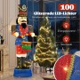 Große 185 cm Weihnachts-Nussknackerfigur als Soldat mit Trommel, beleuchtet mit 100 LED-Lichtern, festliche Weihnachtsdeko.