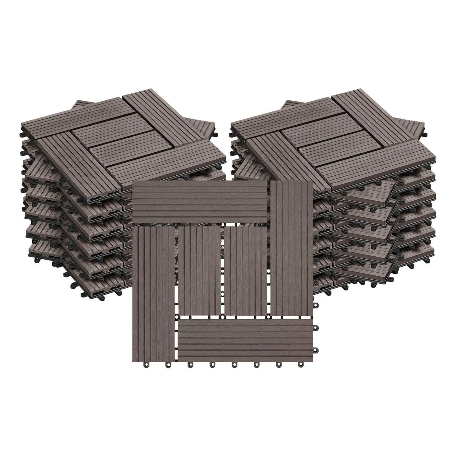 WOLTU 22er-Set WPC Terrassenfliese Bodenbelag Für Terrasse Coffee