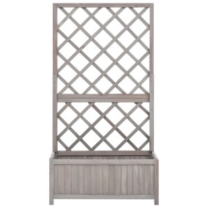 DELUKE Rankkasten Gartenspalier MALO Grau 135x70x30cm Spalier Mit Blumenkasten Mit Rankgitter Rankhilfe Mit Pflanzenkasten