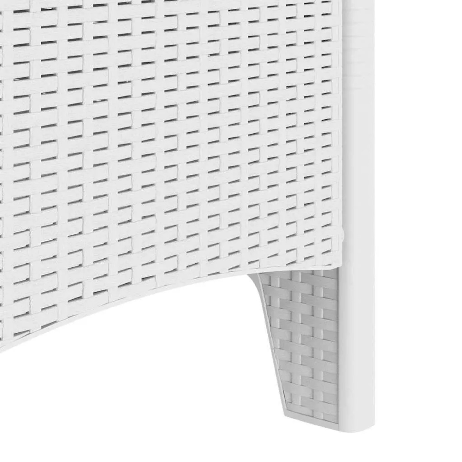 Detailansicht: Weißer vidaXL Gartenstuhl (2er-Set) aus Polypropylen mit Rattan-Optik.