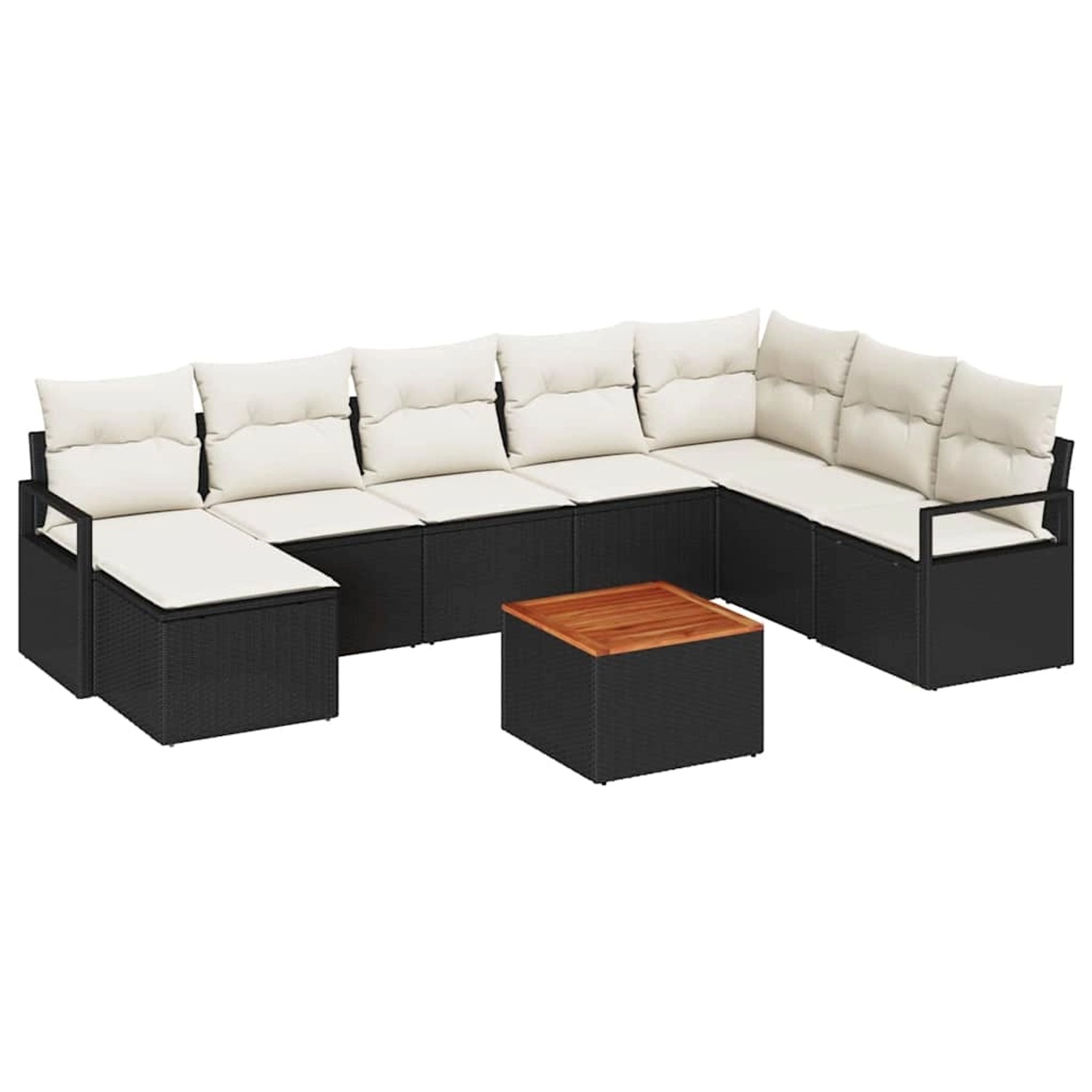 vidaXL Garten-Sofa-Set mit Kissen 9-Tlg Schwarz Poly Rattan 3347740 günstig online kaufen