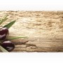 Myspotti Küchenrückwandfolie Mediterran mit Oliven auf Holzoptik, selbstklebend, 220x60 cm.