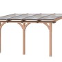 Skan Holz Terrassenüberdachung Rimini aus Douglasie mit klaren Doppelstegplatten.