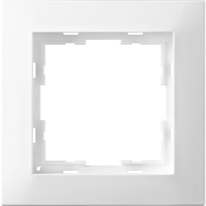 Weißer, matter Rahmen Finnja für Schalter und Taster zur Unterputz-Montage.