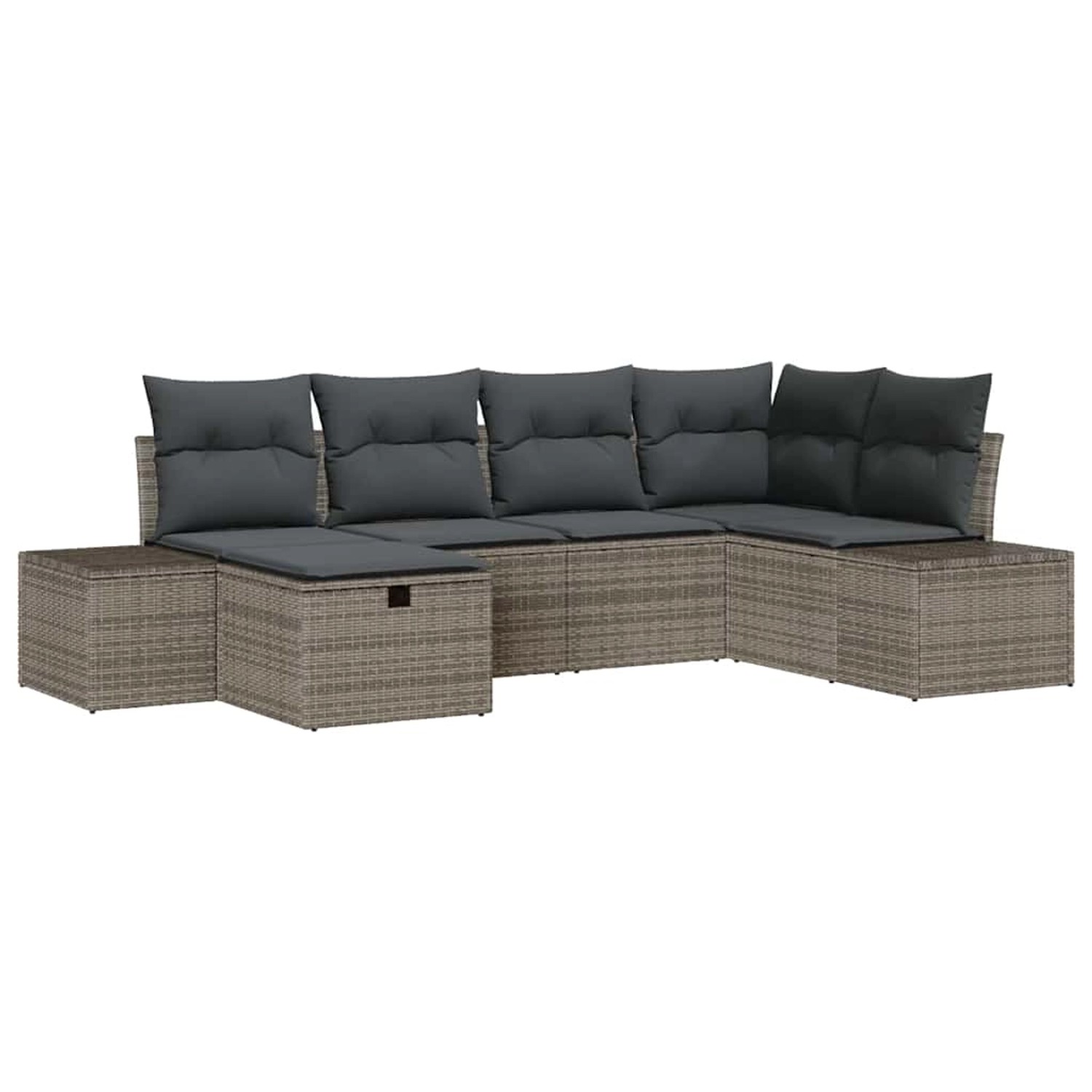 vidaXL 6-Teiliges Garten-Sofa-Set mit Grauen Kissen Poly Rattan 3359378 günstig online kaufen