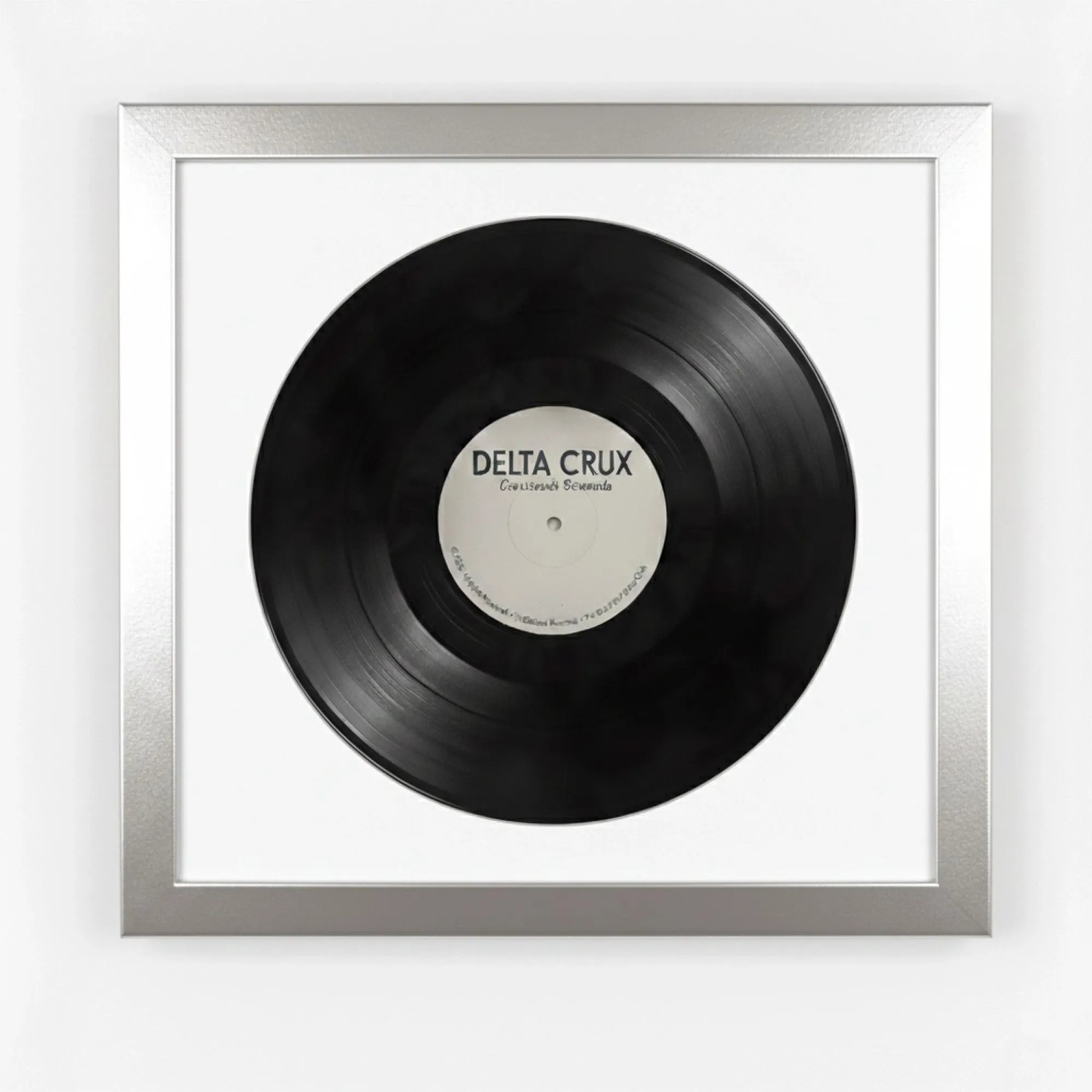 K-Möbel Schallplatten Rahmen Platin 40x40cm mit Weißem Passepartout für die Vinyl
