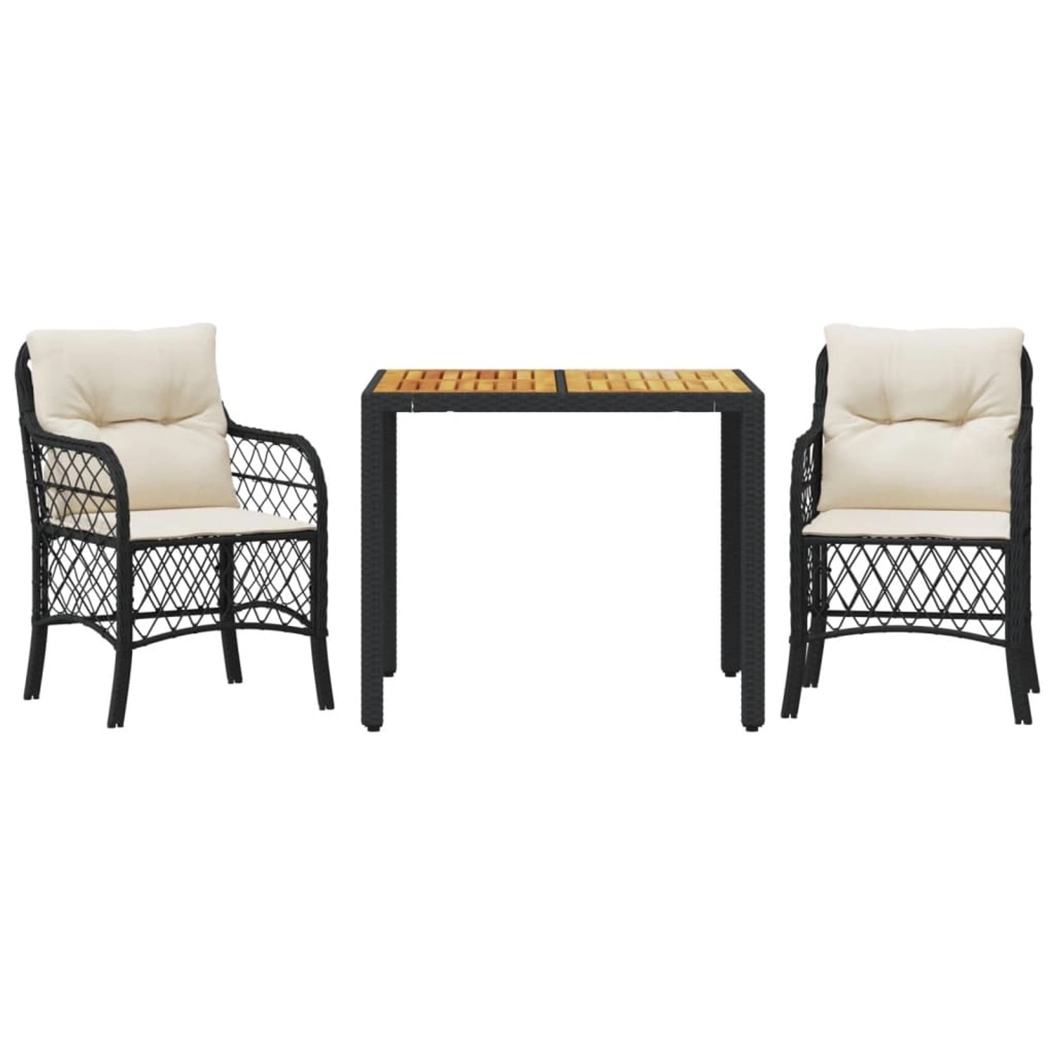 vidaXL 3-Tlg Bistro-Set mit Kissen Schwarz Poly Rattan 3212036 günstig online kaufen