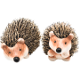 2er Set Deko Igel aus Keramik mit Fell, braun, ca. 15x8x8 cm. Gartenfiguren für den Außenbereich.