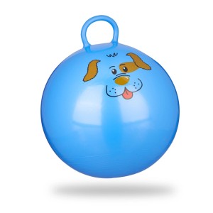 Blauer Relaxdays Hüpfball für Kinder mit Hunde-Motiv und Griff, ideal für Spiel & Spaß.