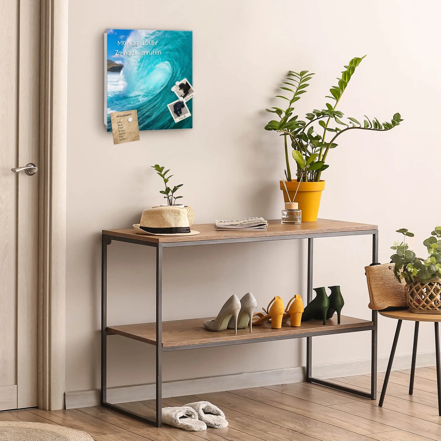 Banjado Schlüsselkasten mit Glasfront, Motiv 'Perfekte Welle', 30x30cm, 50 Haken, beschreibbar, magnetisch.