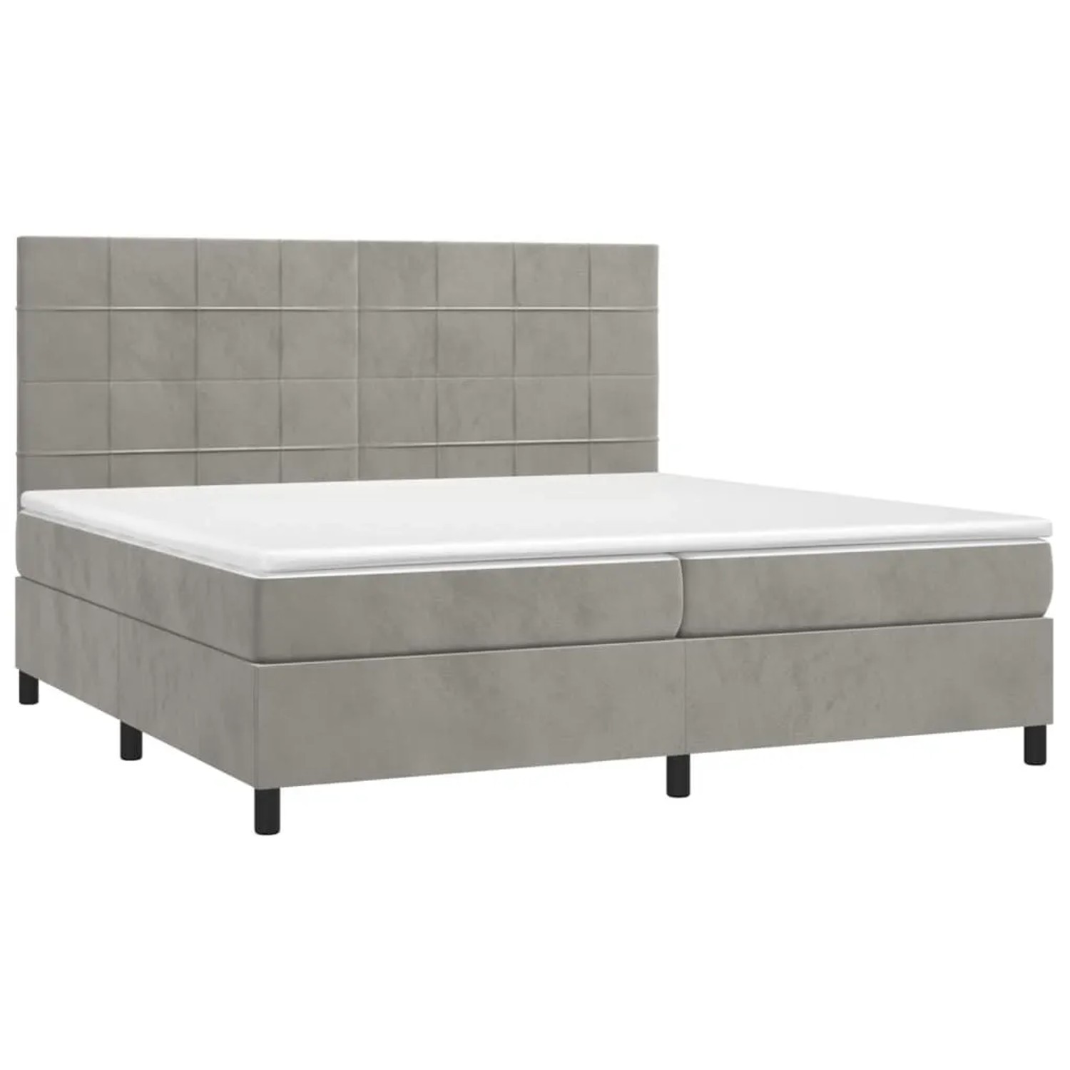 Thumbnail - vidaXL Boxspringbett mit Matratze und LED Hellgrau 200x200 cm Samt 3136143