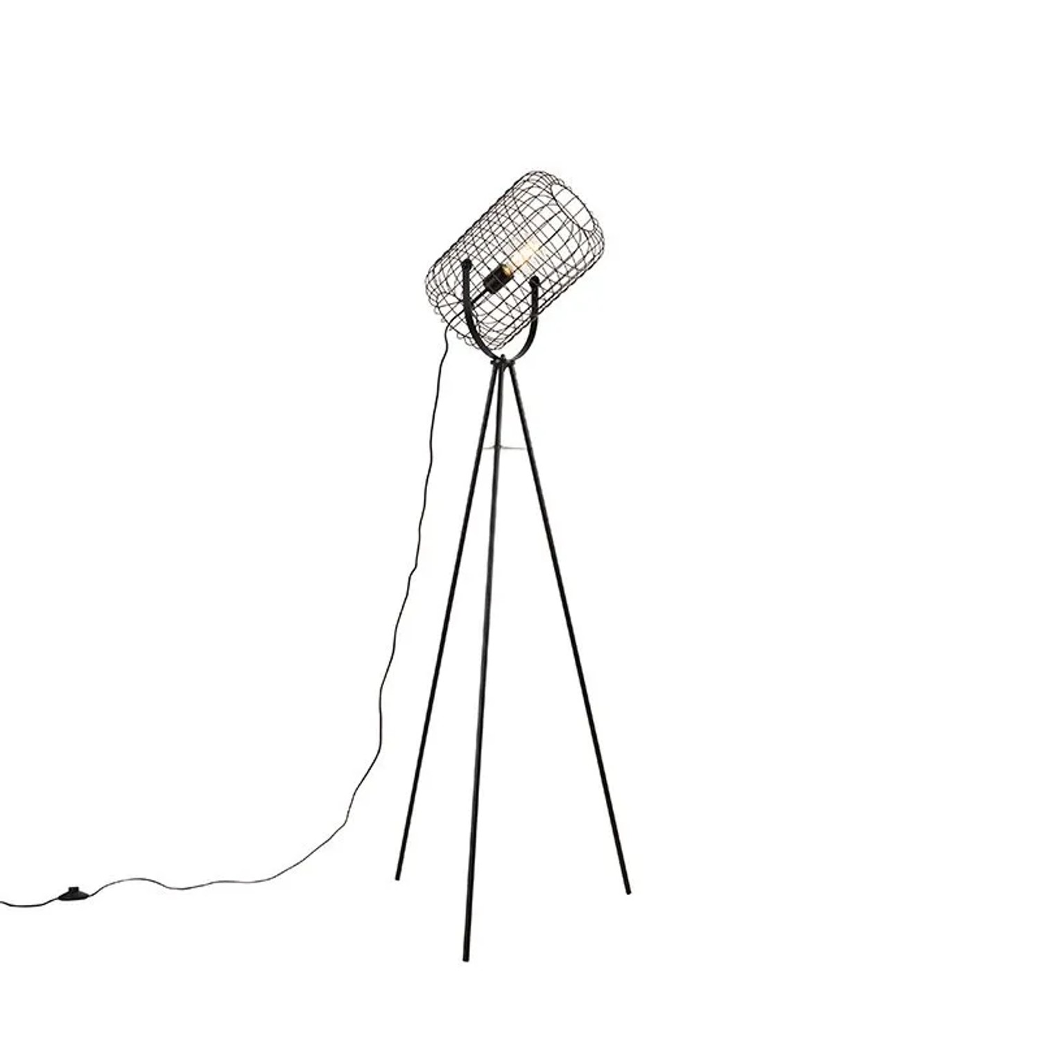 QAZQA Industrielle Stehlampe Stativ Stahl Schwarz Bliss Vefa