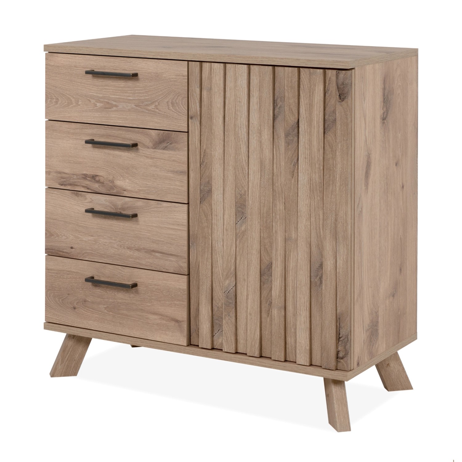 Furn.Design Kommode Eiche 84 cm 4 Schubkästen 3D Relief Push-to-Open Douro günstig online kaufen