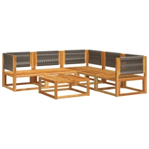 vidaXL 6-Tlg Gartensofa-Set mit Kissen Holz Akazie & Seil 3278828