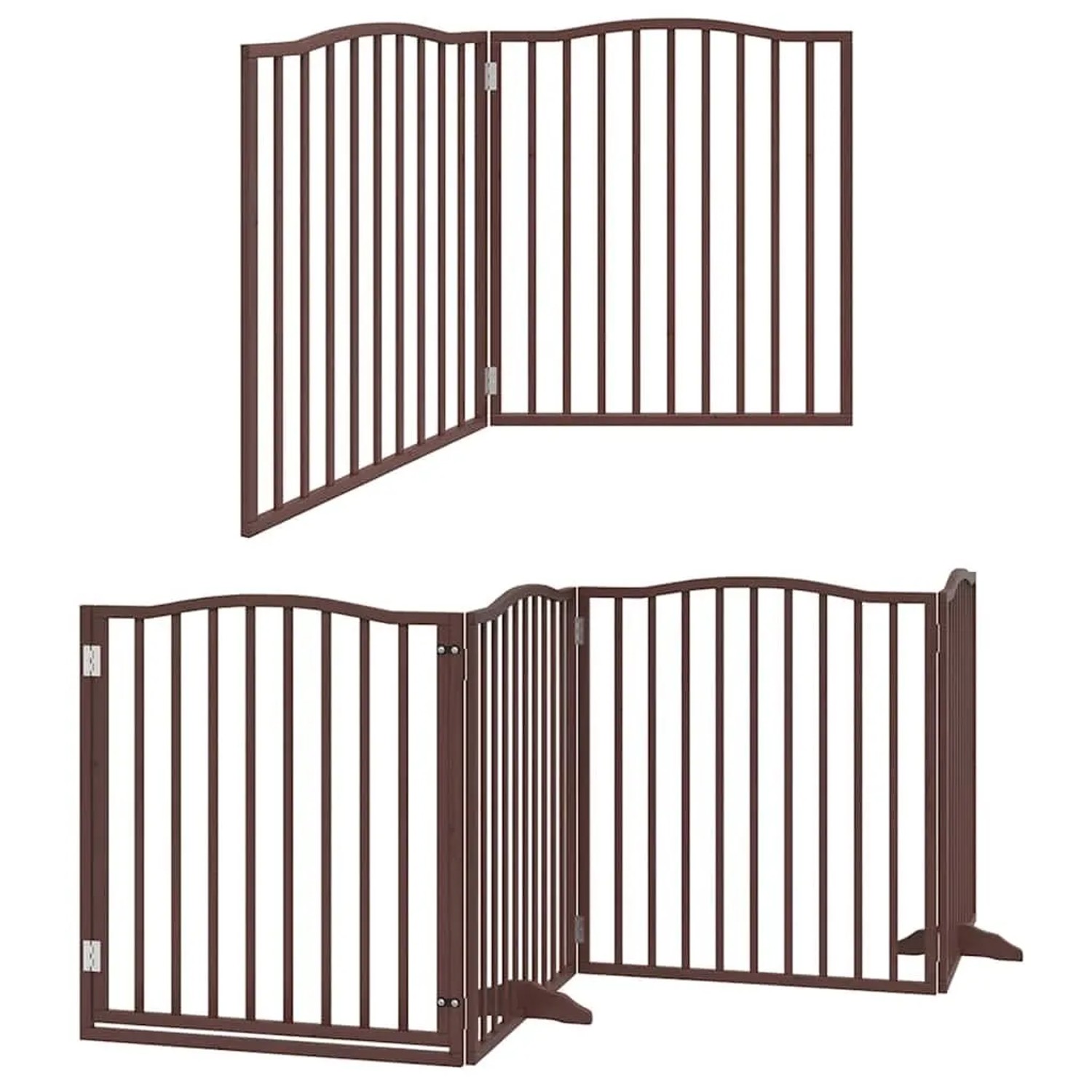 vidaXL 12 Tlg Hundetor mit Tür Faltbar Braun 960 cm Pappelholz 3155640