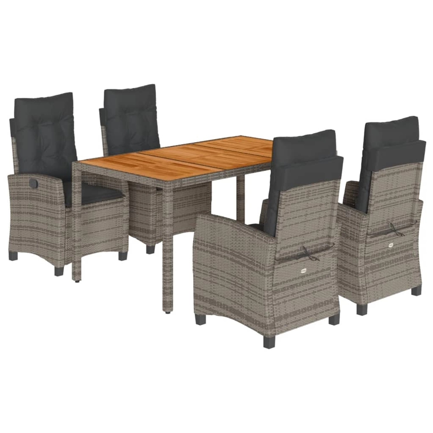 vidaXL 5-Tlg Garten-Essgruppe mit Kissen Grau Poly Rattan 3212674 günstig online kaufen