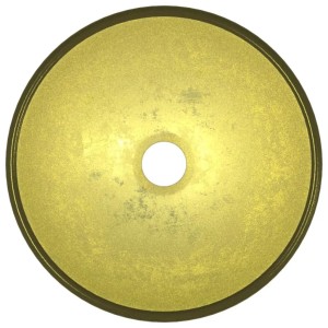 Rundes goldenes vidaXL Waschbecken aus Hartglas mit glänzender Oberfläche und zentralem Abflussloch.