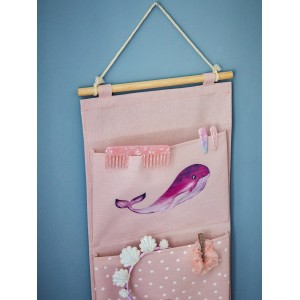 Rosa Hängeaufbewahrung Under The Sea mit Wal-Motiv, 3 Fächer für Kinderzimmer-Ordnung.