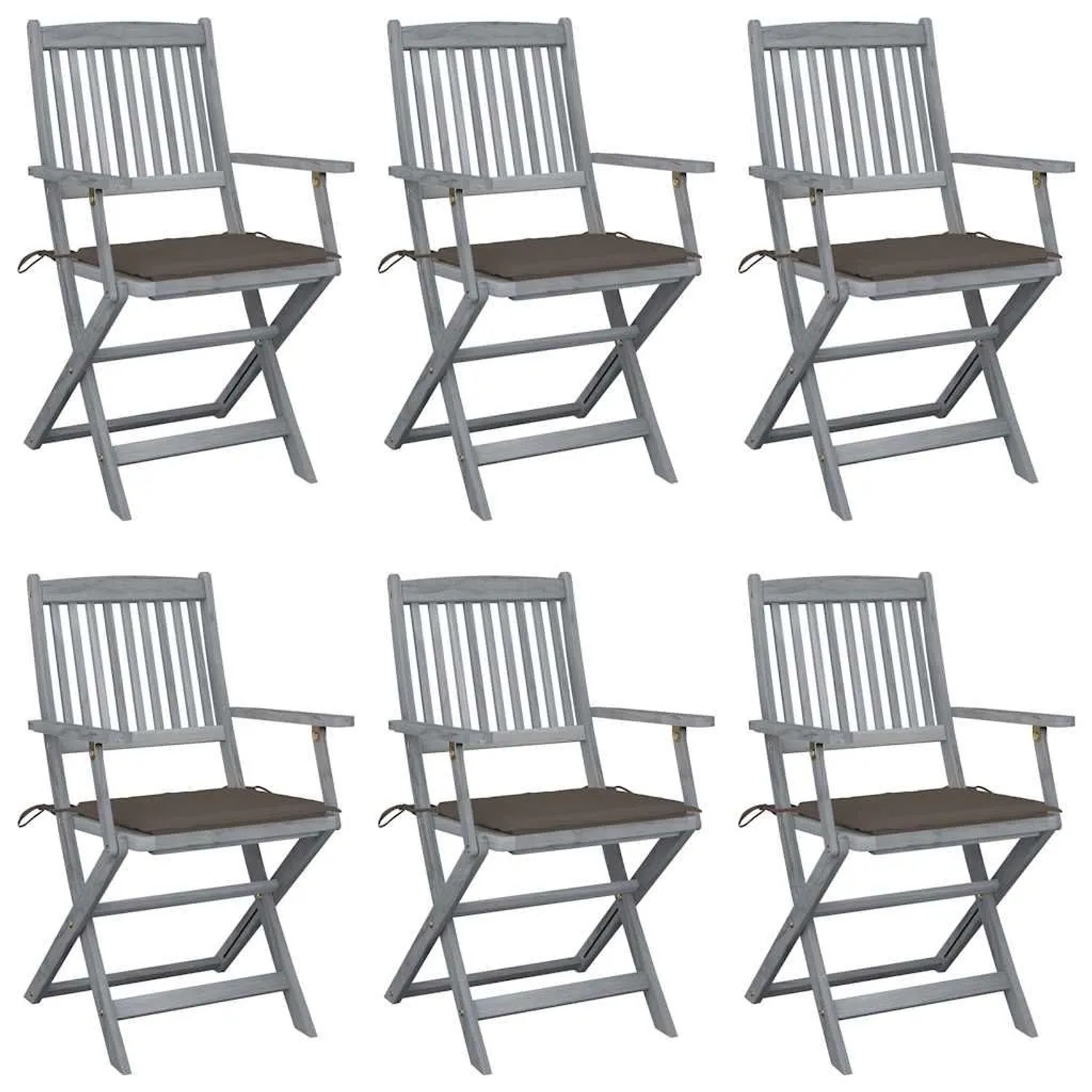 vidaXL Klappbare Gartenstühle 6 Stk mit Sitzkissen Massivholz Akazie 3065415