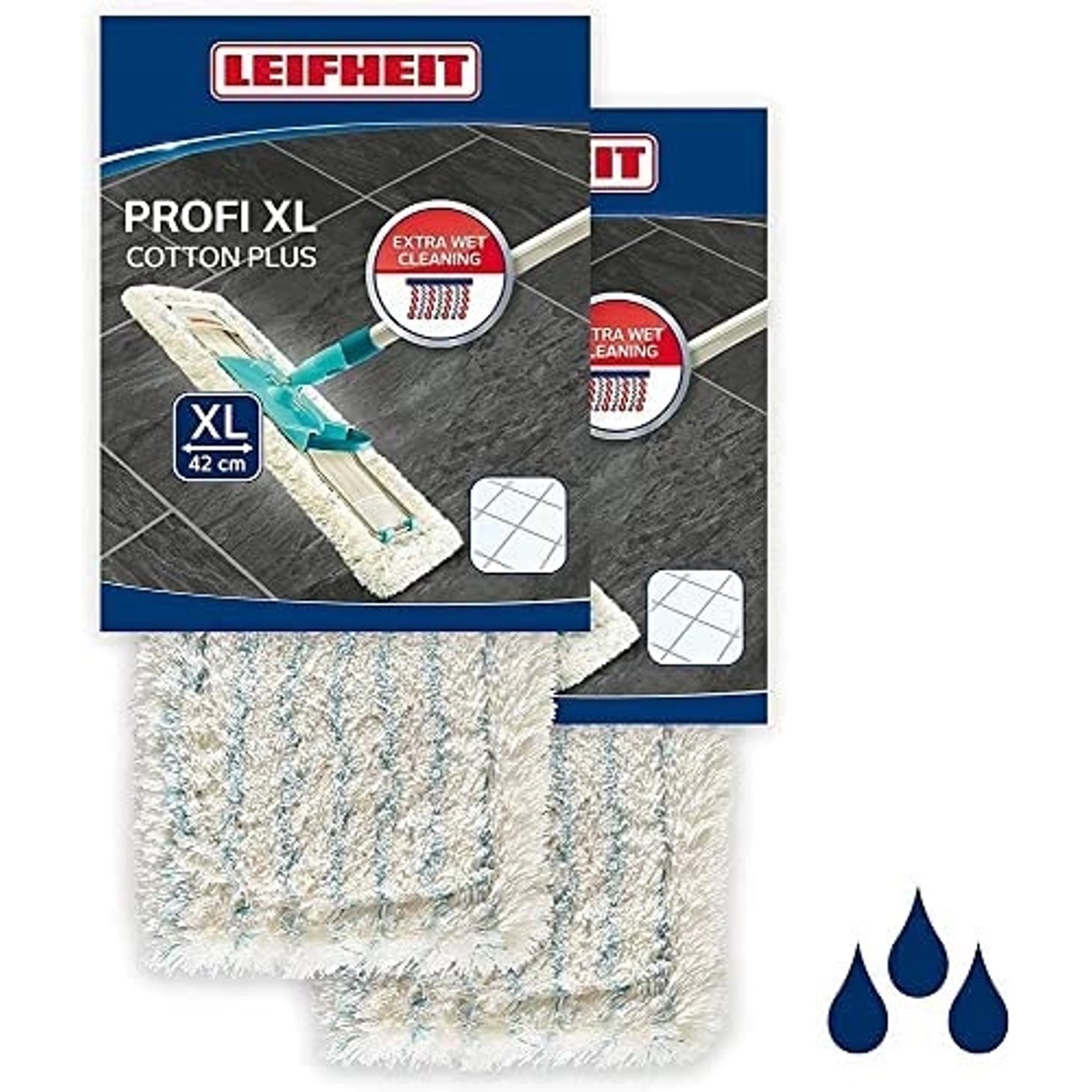 Leifheit 2er Set Wischbezug Profi XL 42cm Bezug Fliesen & Steinböden