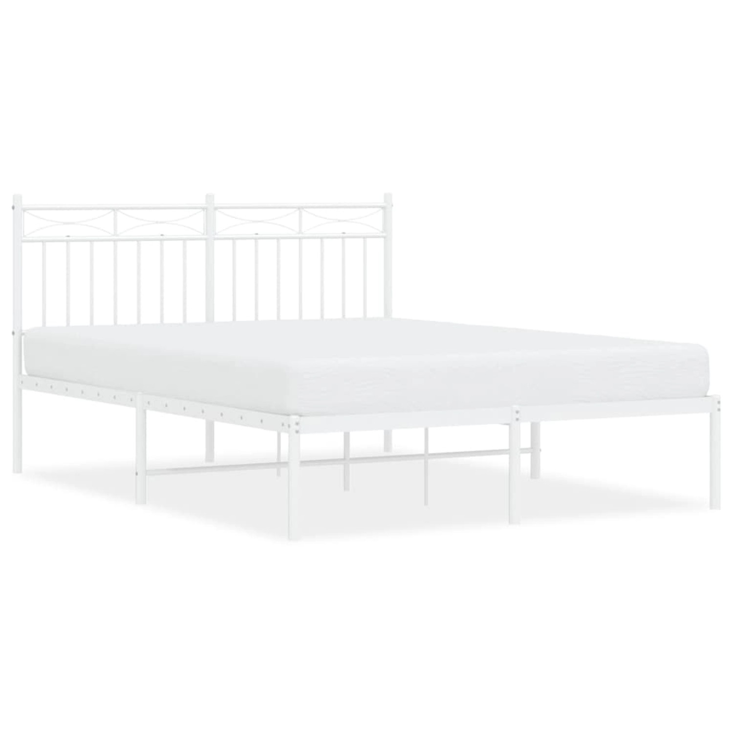 vidaXL Bettgestell Bettrahmen mit Kopfteil Metall Weiß 140x200 cm Bett Bett günstig online kaufen